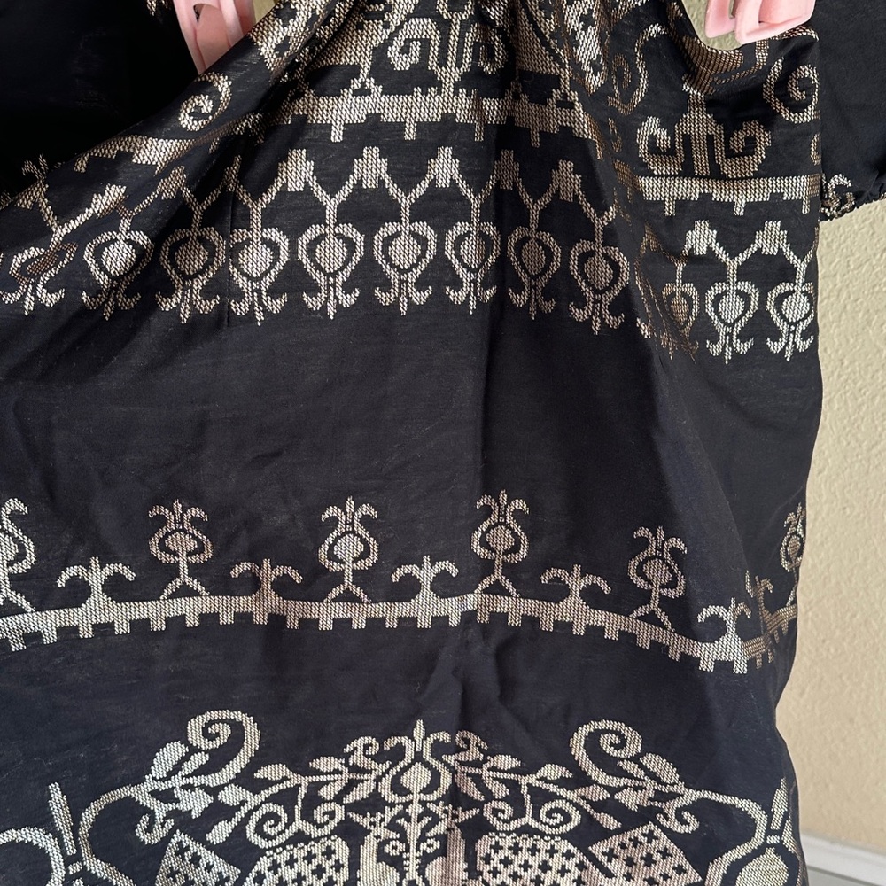Lace the Label Black and Gold Lamè Patterned Long Sleeve Mini Dress - Picture 4 of 7